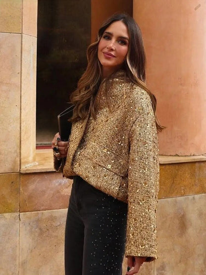 Jane | Golden Sequin Jacket